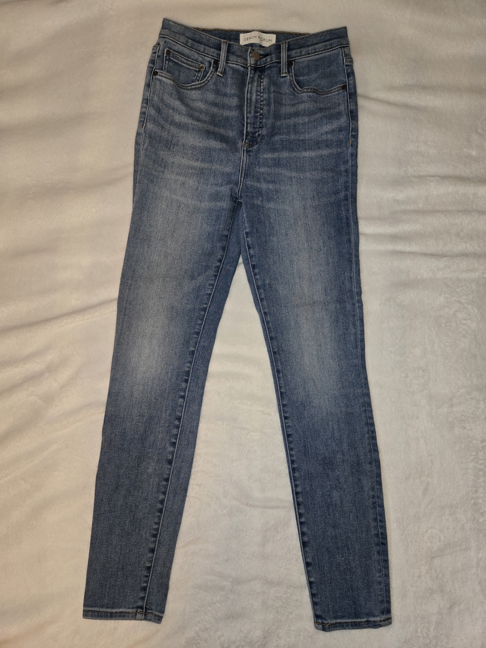 Denim Forum Women's Straight Leg Jeans in Faded Blue
